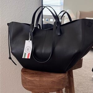 Elegant Black Leather Tote Bag